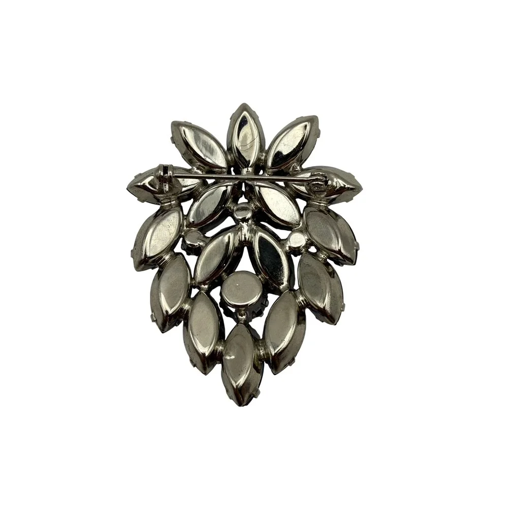 Juliana Blue Rhinestone Brooch Silver Tone Marquise Cobalt Cluster‎ Pin Dripping